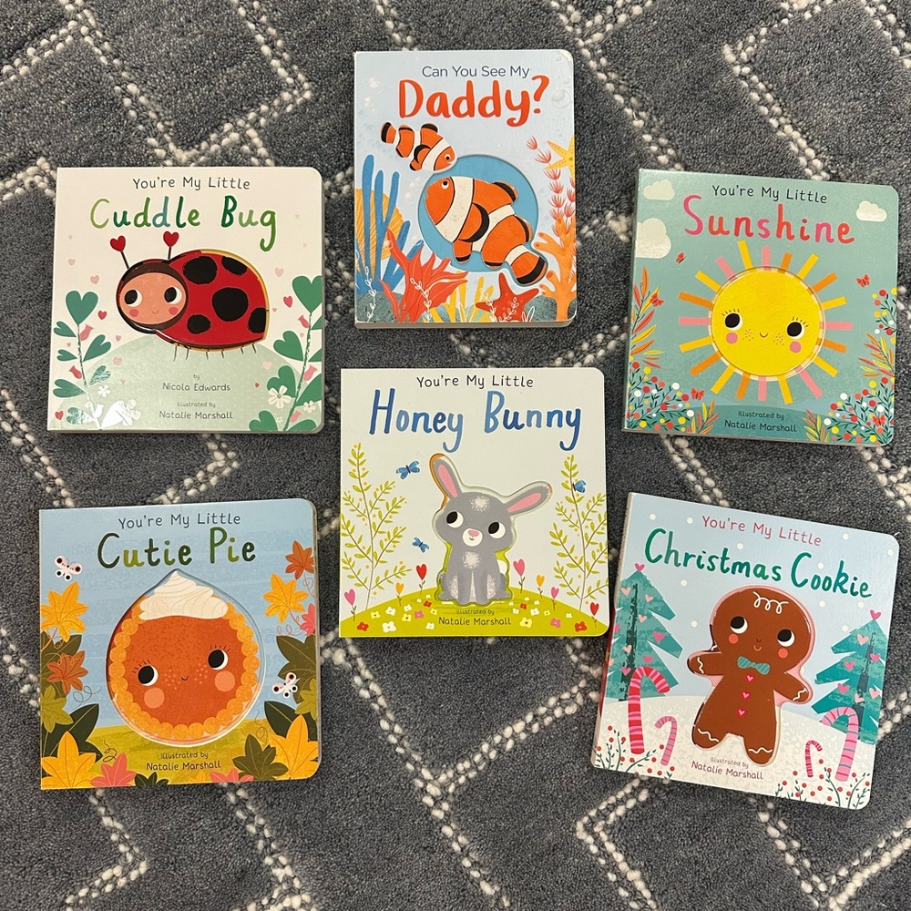 Set of 6 Cute Children's Board Books — Colorful Nursery Themes